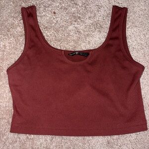 SHEIN Ribbed Tank Top - Deep Rust